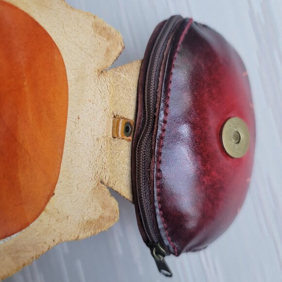 Leather Cat Kitty Face With Fish Charm Handcrafted Wristlet Coin Change Pouch - Picture 12 of 16